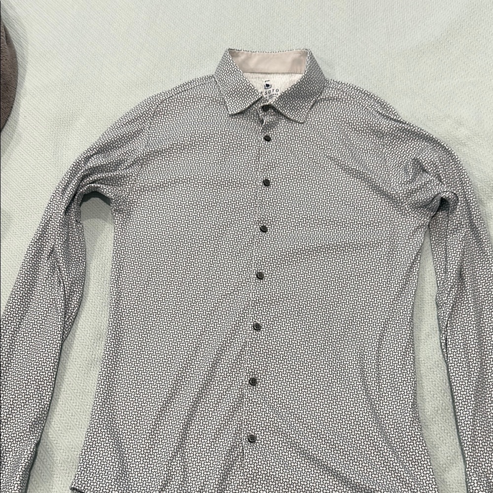 DESOTO Black and White Casual Button Down Shirt